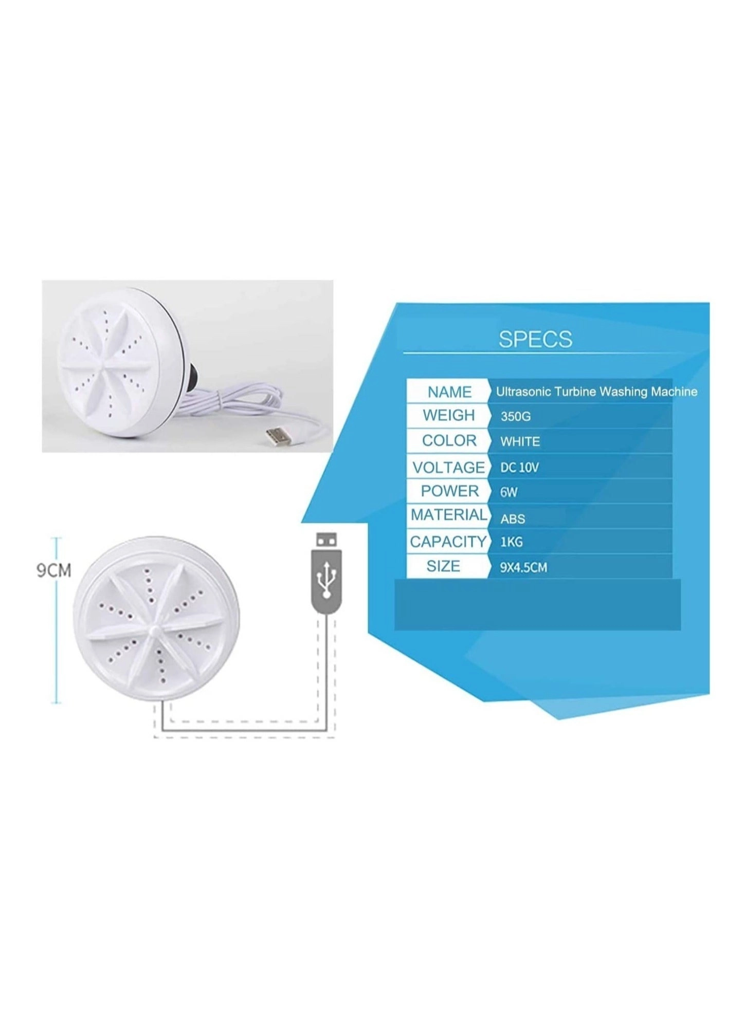 Portable Ultrasonic Turbine Washing Machine