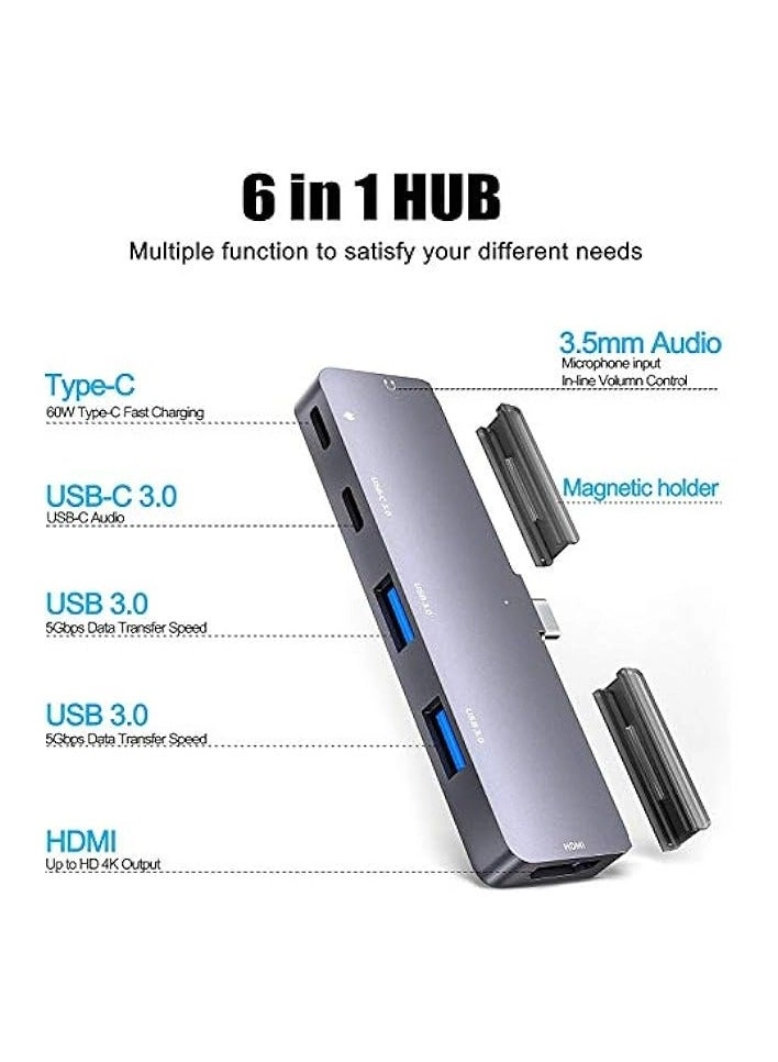 USB C Hub - 6-in-1 4K HDMI USB 3.0