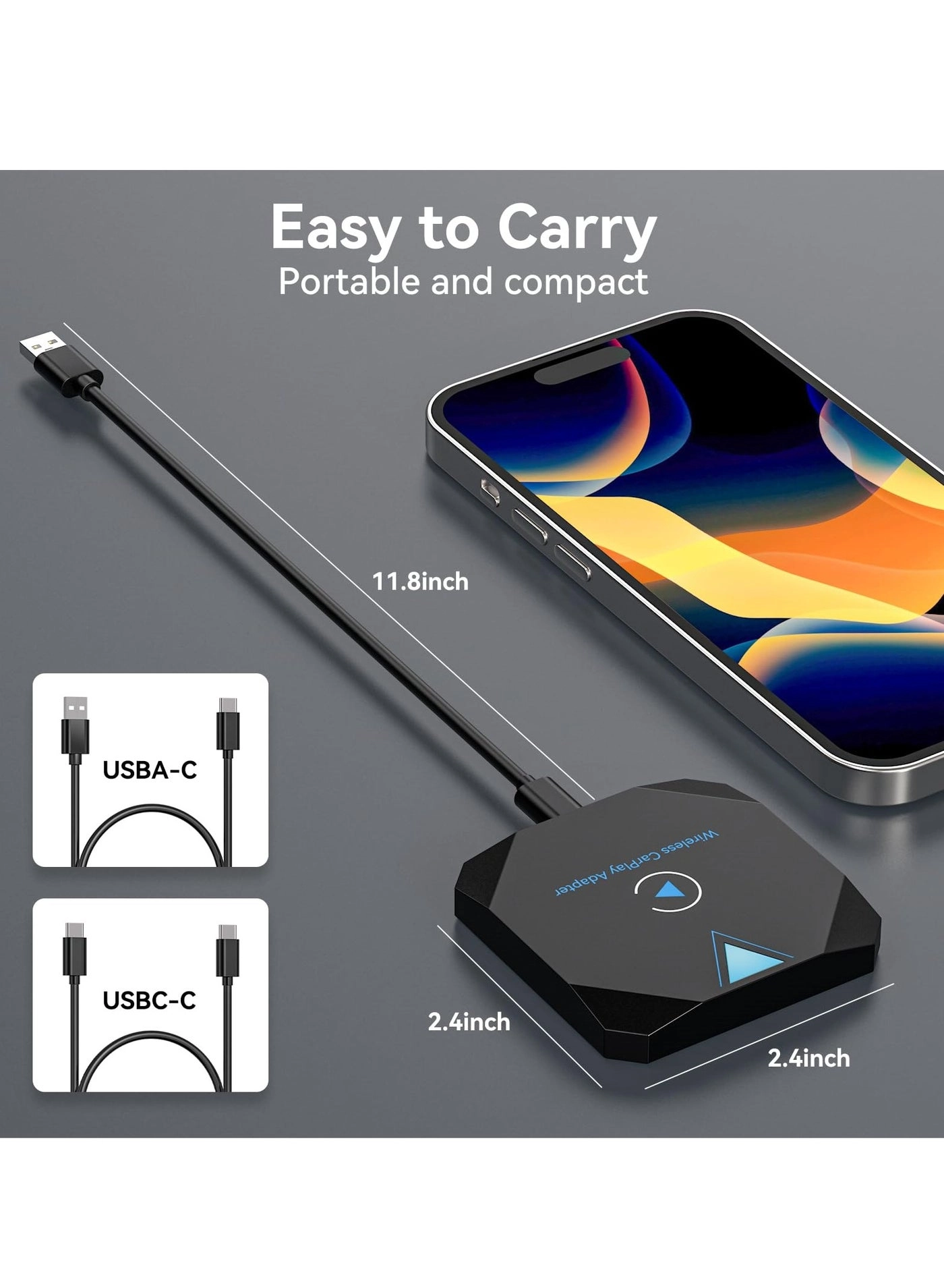 Wireless CarPlay Adapter - Bluetooth WiFi iPhone iOS 10+ 2015+ Cars