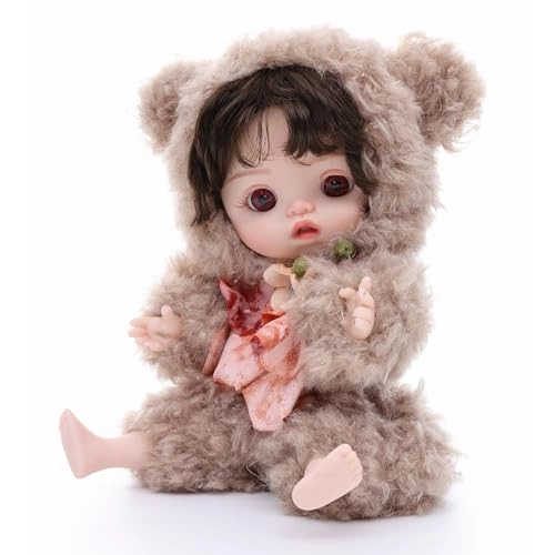 Cloveray Coco Reborn Baby Doll - 10 Inch Full Vinyl Girl Cozy Brown Bear Outfit
