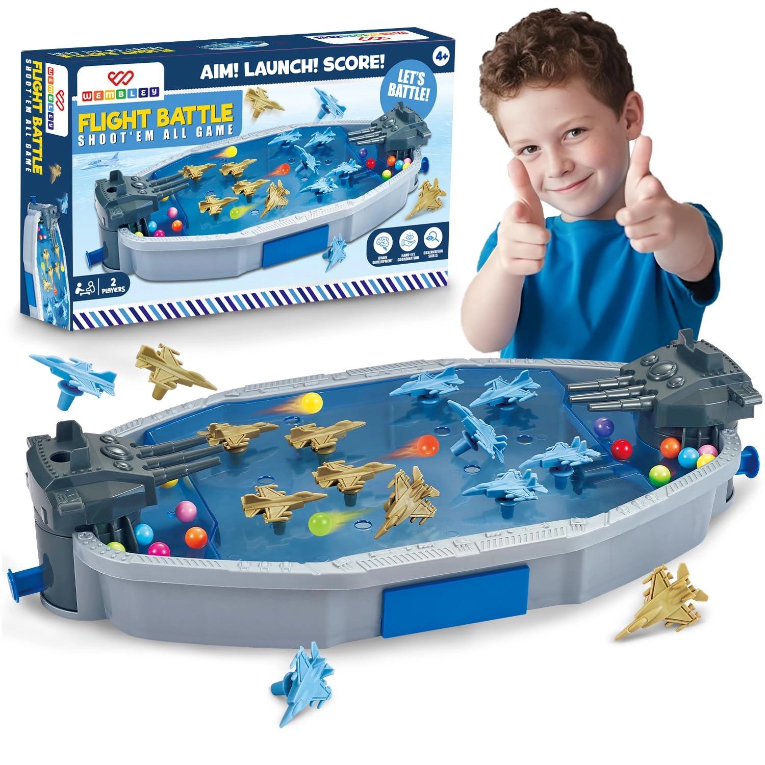 Wembley Air Force Battle Shooting Game - 14 Fighter Jets 2 Launchers 30 Colorful Balls