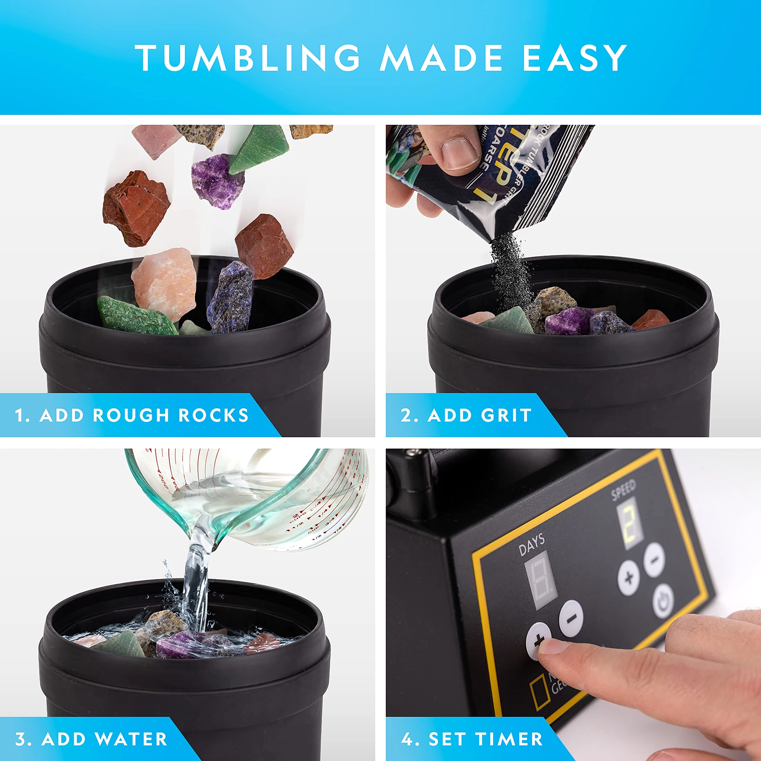 Professional Rock Tumbler Kit - Geology 8 years+