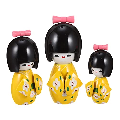 Kimono Doll - 13.5X6X6CM Wooden Yellow Set