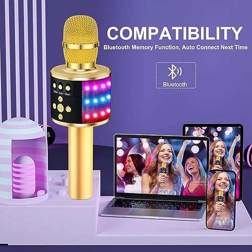 Karaoke Microphone Q78 - Bluetooth Disco Lights Echo Effect