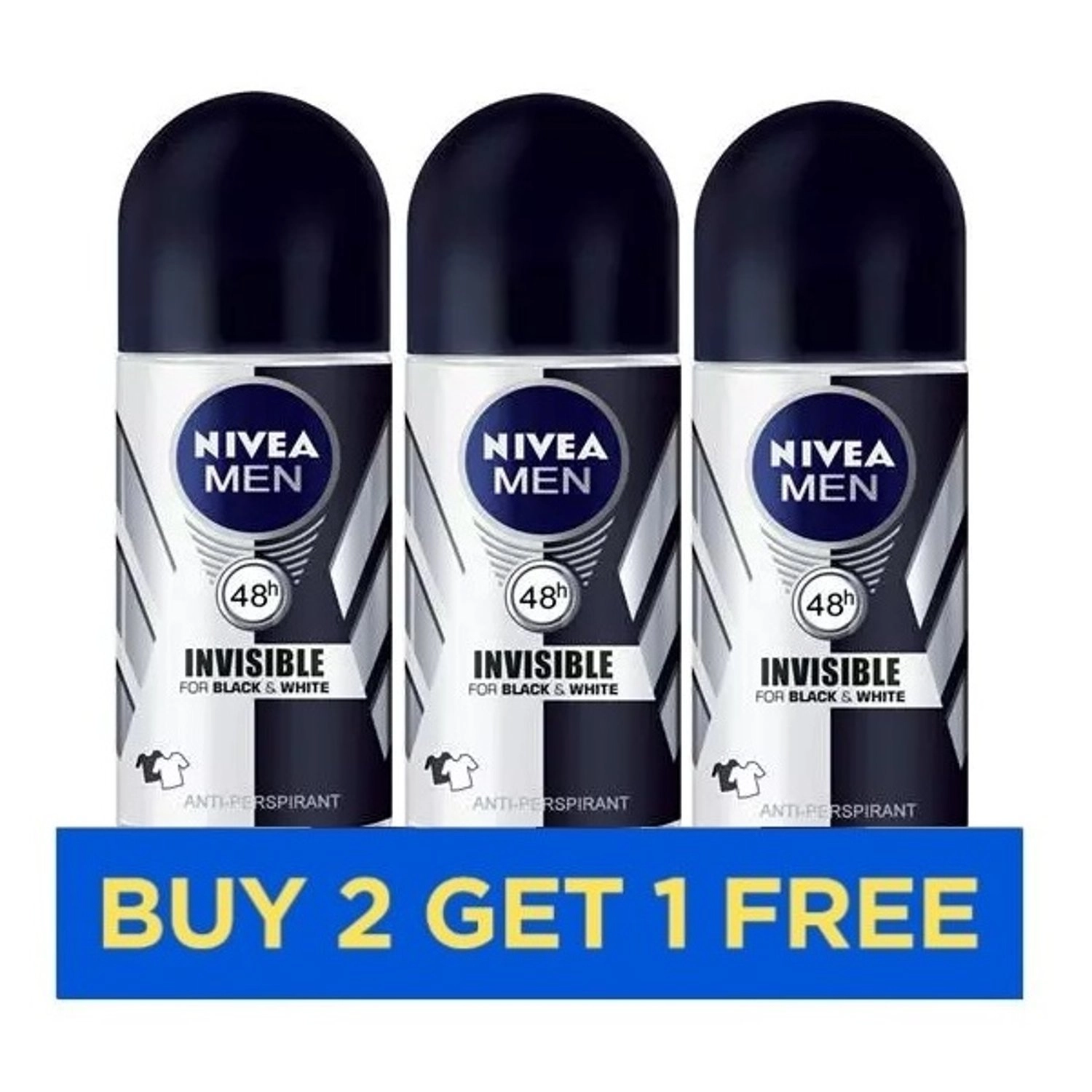 MEN Antiperspirant Roll-on - Black & White Invisible Protection Original 50ml