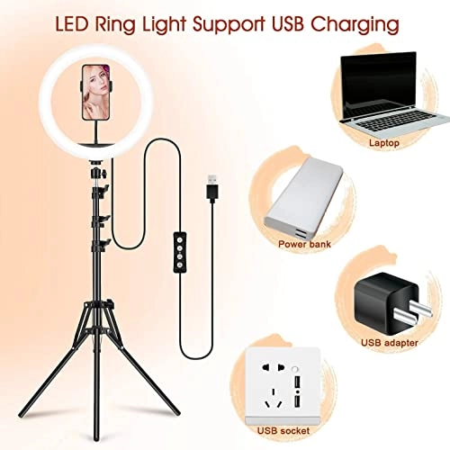 10'' Ring Light - 10 Dimmable Levels 15 RGB Colors