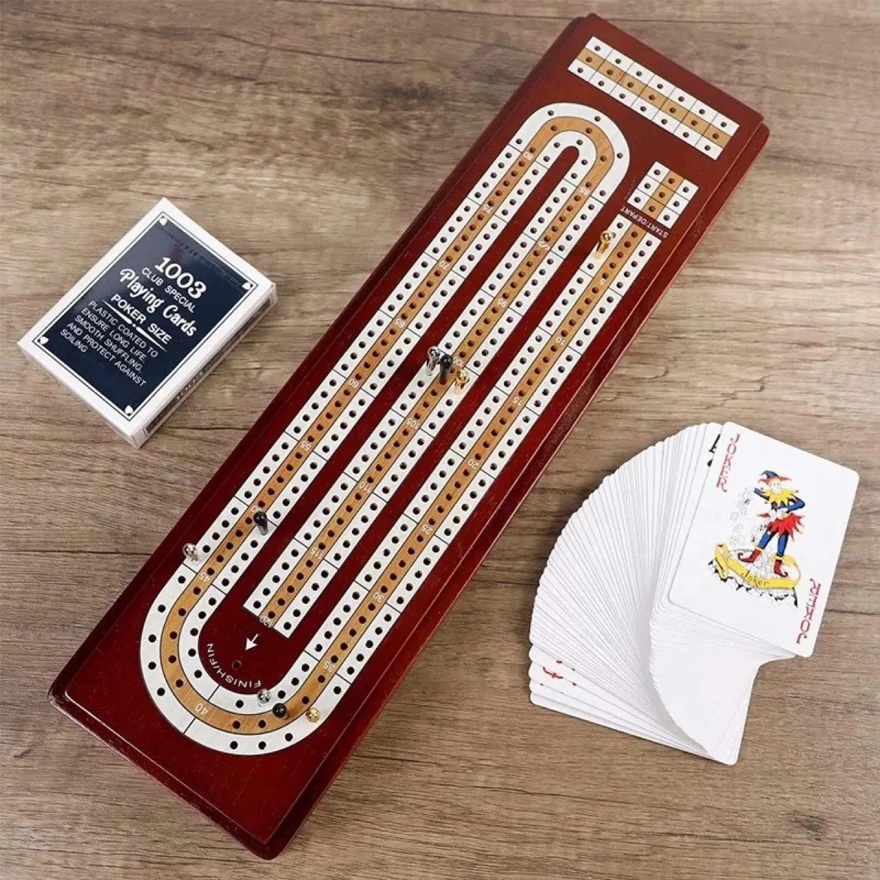 Bluejw Cribbage Board Set - Solid Wood 3 Track