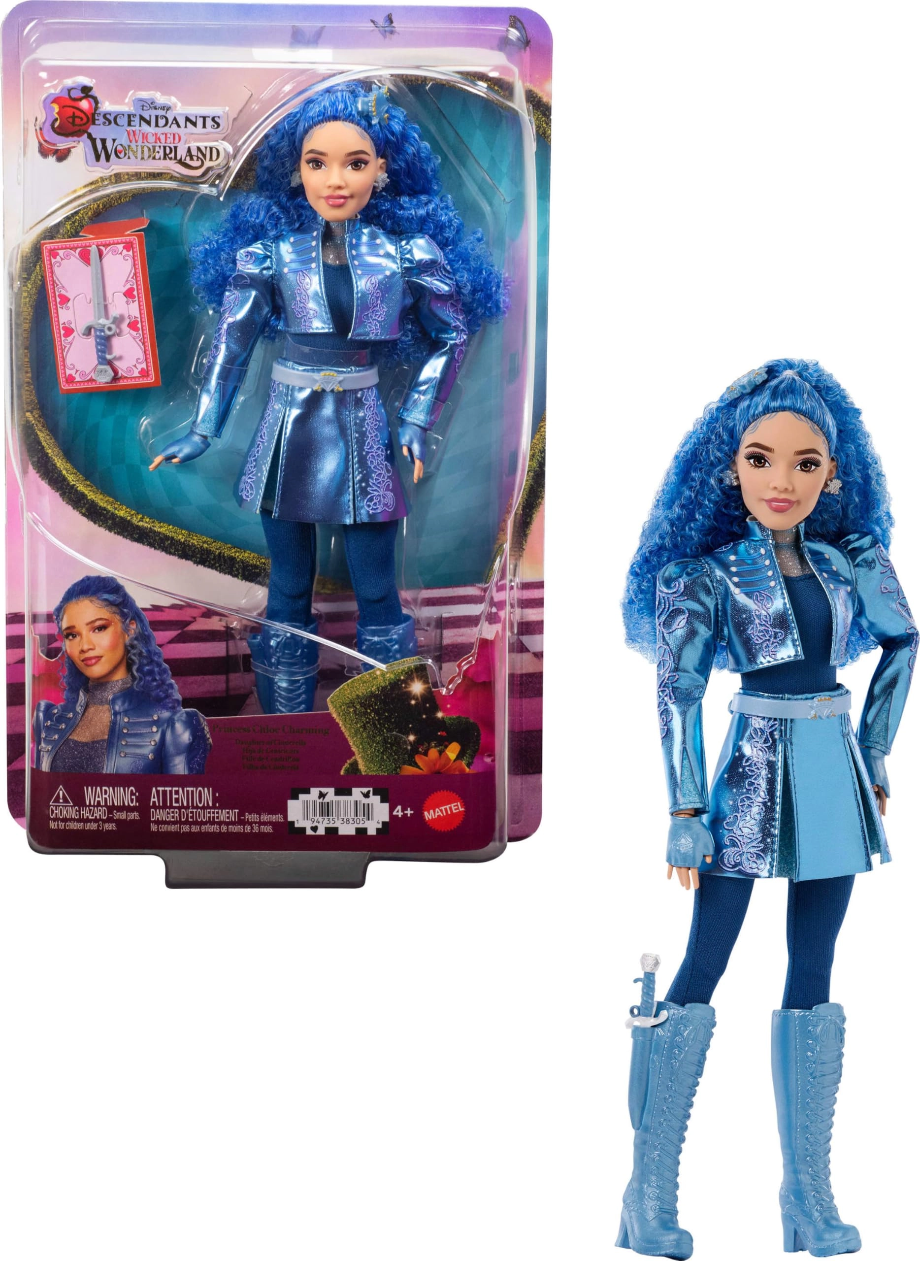 Mattel Princess Chloe Charming Doll - Disney Descendants Bright Blue Hair Ages 4+