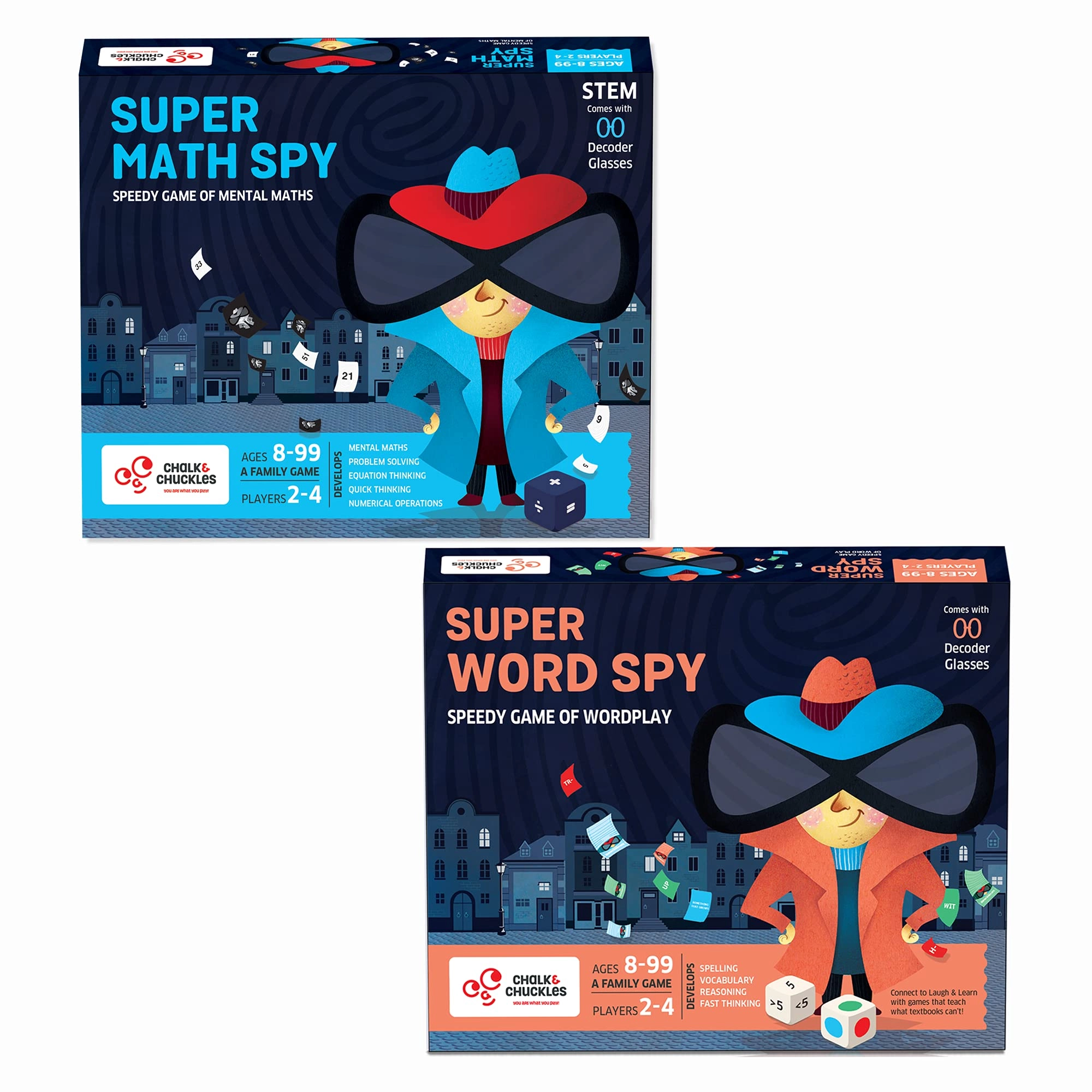 Chalk and Chuckles Products Pvt. Ltd. Super Math Spy + Super Word Spy - 8 to 99 Years 2 pieces