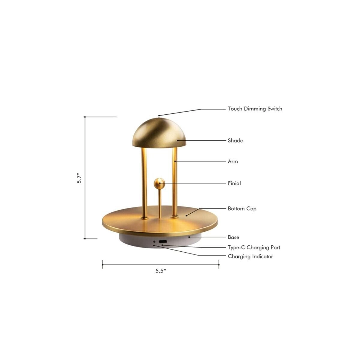 LED Bedside Table Lamp - Sensor Control Dimmable Rechargeable