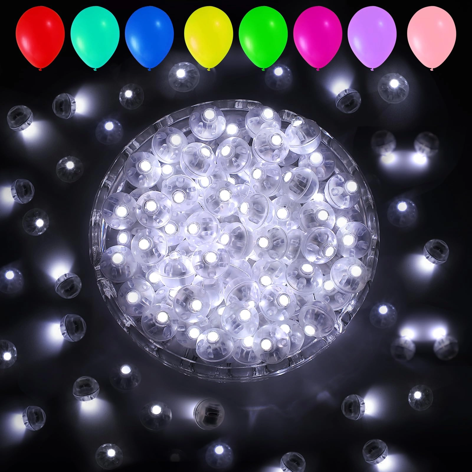 aogist Balloon Lights - 100pcs White Battery Powered