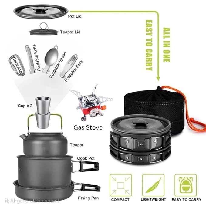 Camping Cooking Set - 15-piece 2 Litres