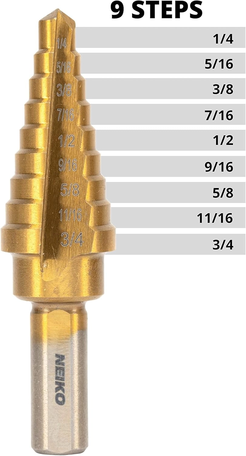Titanium Step Drill Bit - high-speed alloy steel 1 piece 1/4"-3/4"