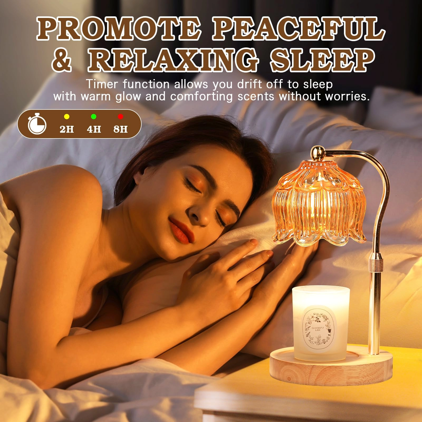 Candle Warmer Lamp - Height Adjustable Timer 2 Bulbs
