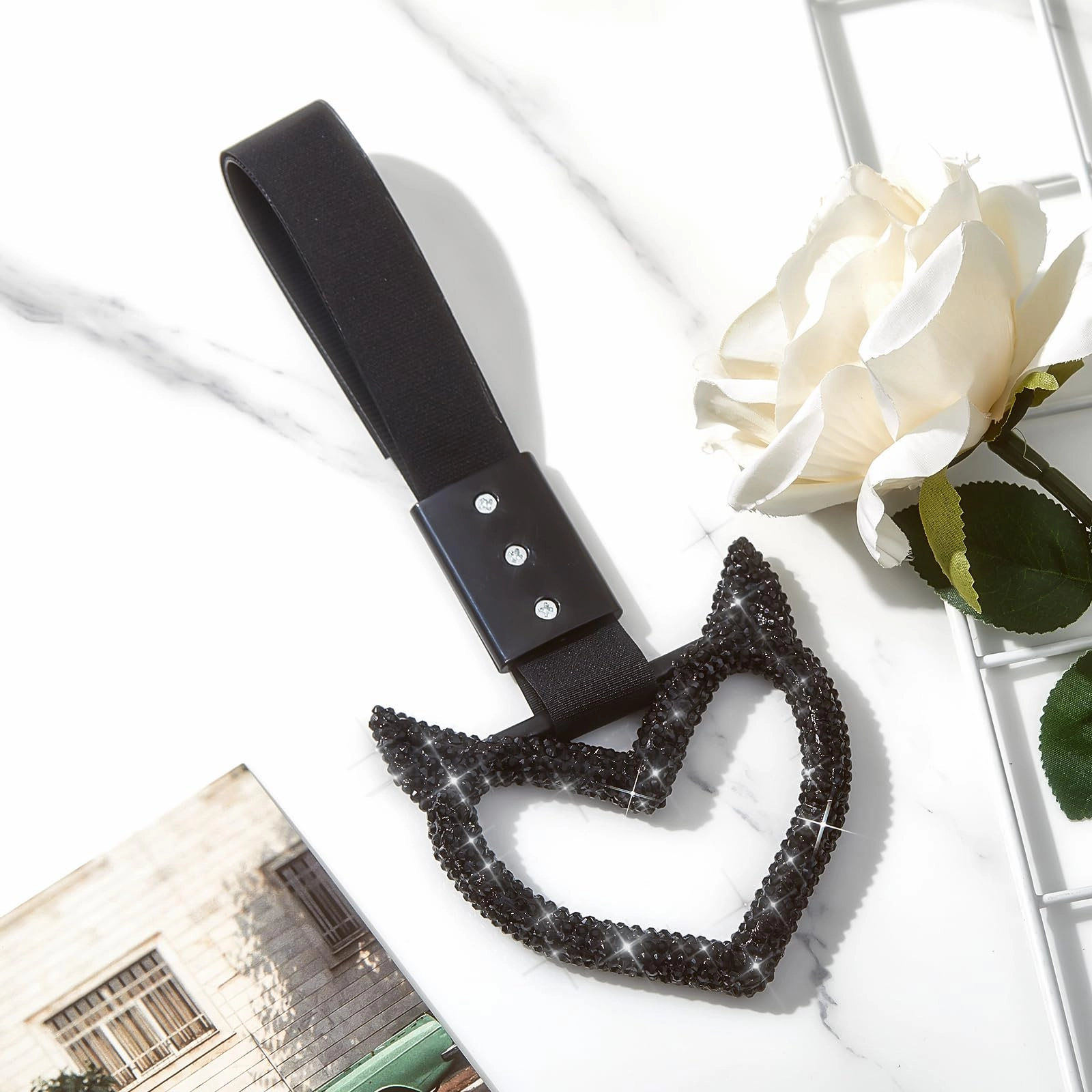 Bling Heart Handle Ring - Black Devil Style