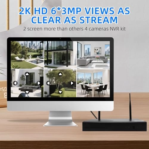 Indoor/Outdoor Surveillance Camera NVR Kit - 2 Bullet Cam + 2 Dome Cam 16CH 2K HD 3MP