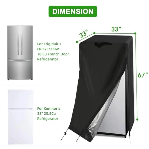 Refrigerator Cover - 33"W x 33"D x 67"H Black