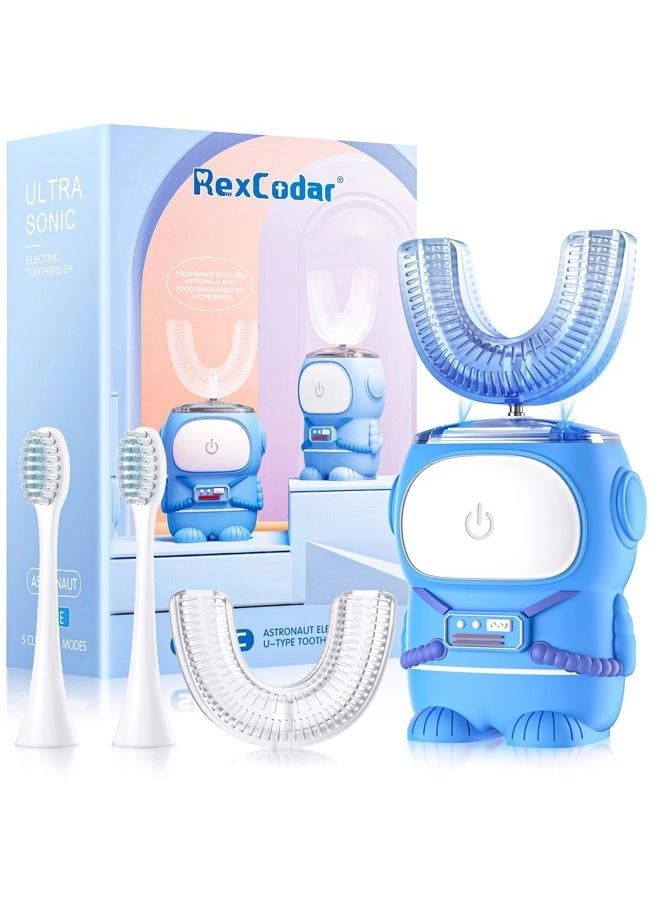 Ultrasonic Kid's U-Shaped Electric Toothbrush - IPX7 Waterproof Five Cleaning Modes 60S Smart Reminder