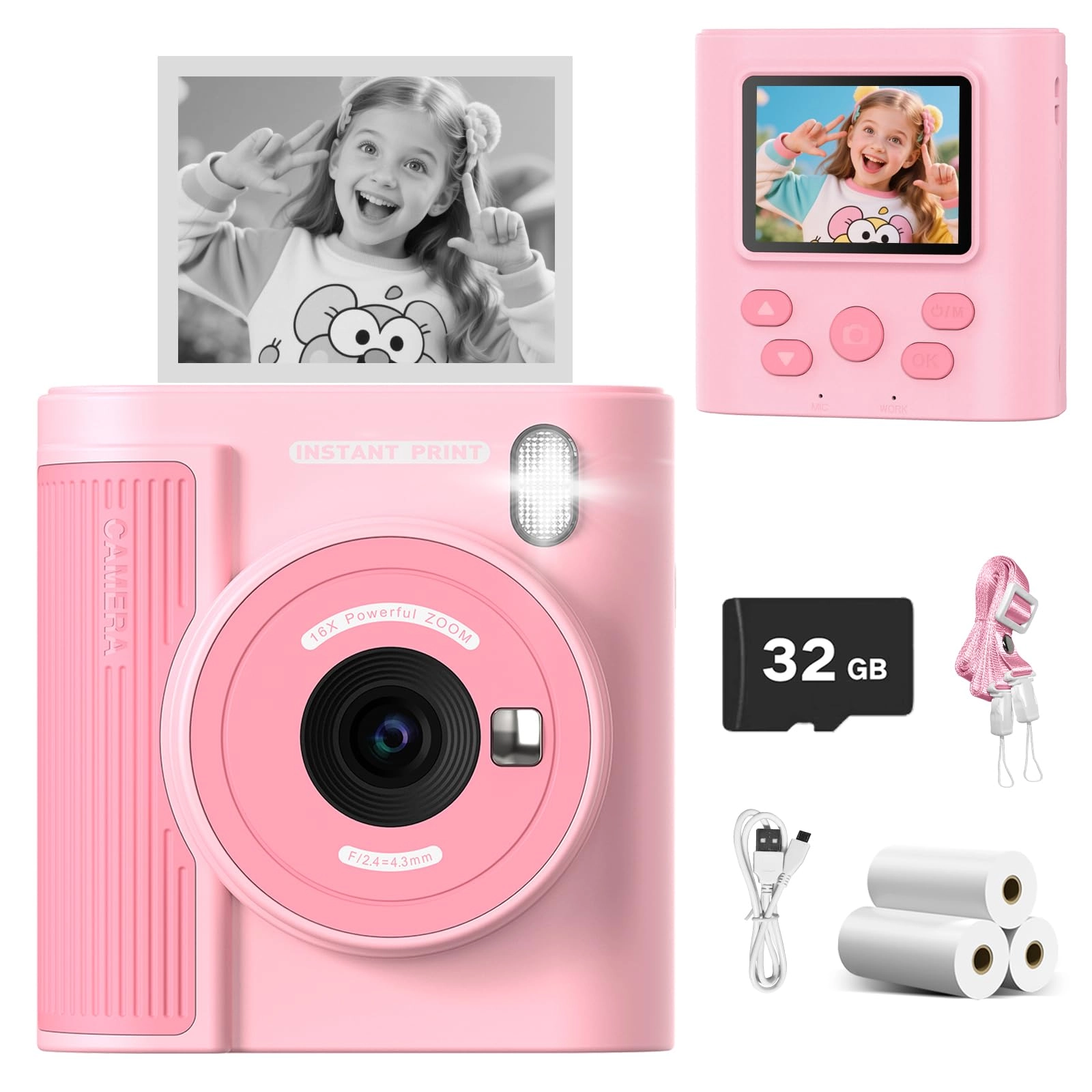 Mgaolo Kids Camera - Instant Print Thermal 48MP