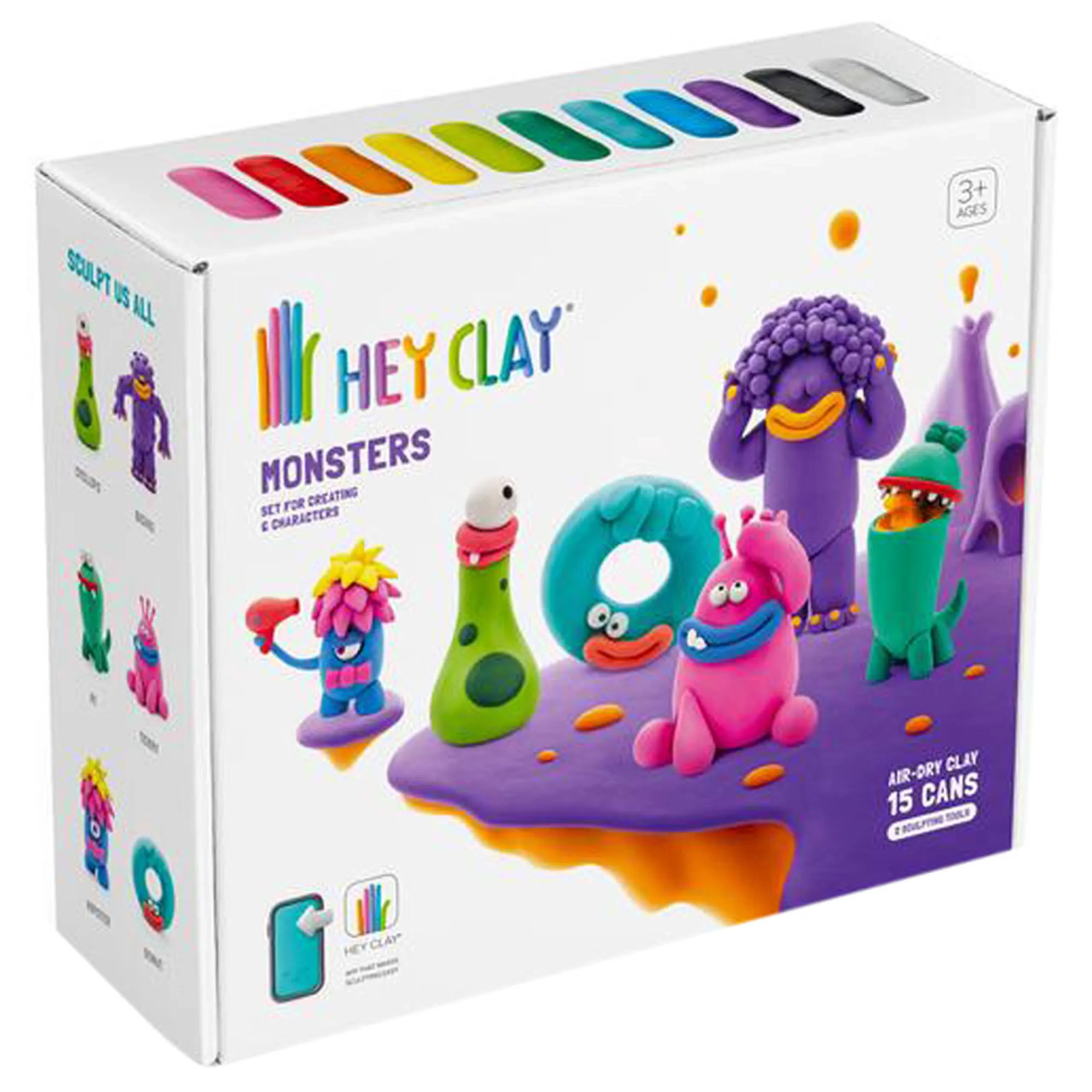 HEY CLAY Monsters Modelling Air Dry Clay Kit - 650g 15pcs.
