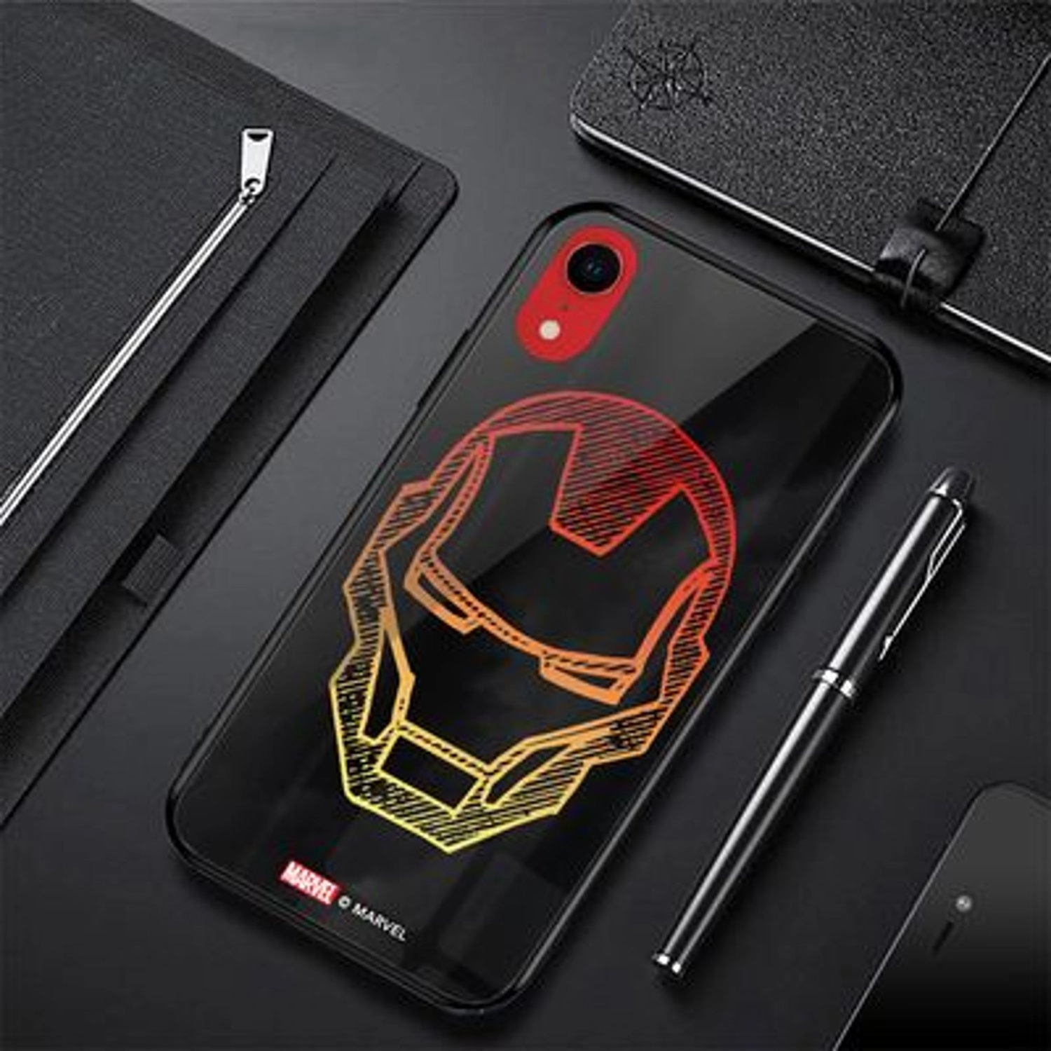 Ironman Face iPhone XR Cover - TPU Bumper Case + Tempered Glass Back Back Case