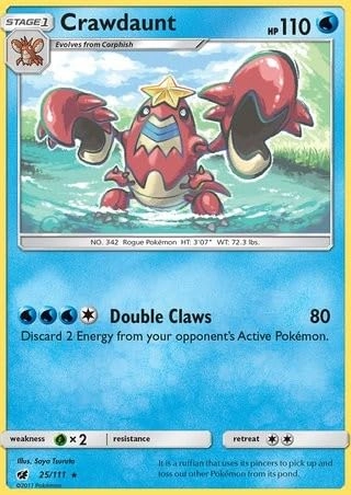 Pokémon Pokemon Crawdaunt 25/111 - English SM Crimson Invasion + Toploader