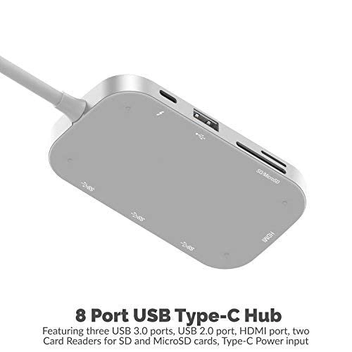 8-in-1 USB Type-C Hub - 4K HDMI 3 USB 3.0 Ports