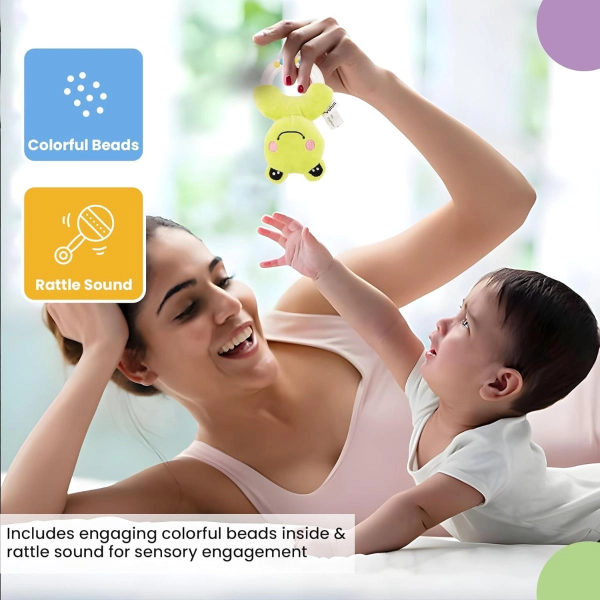 Playtime Frog Ring Rattle - Suitable For 0 to 12 Years soft fabric