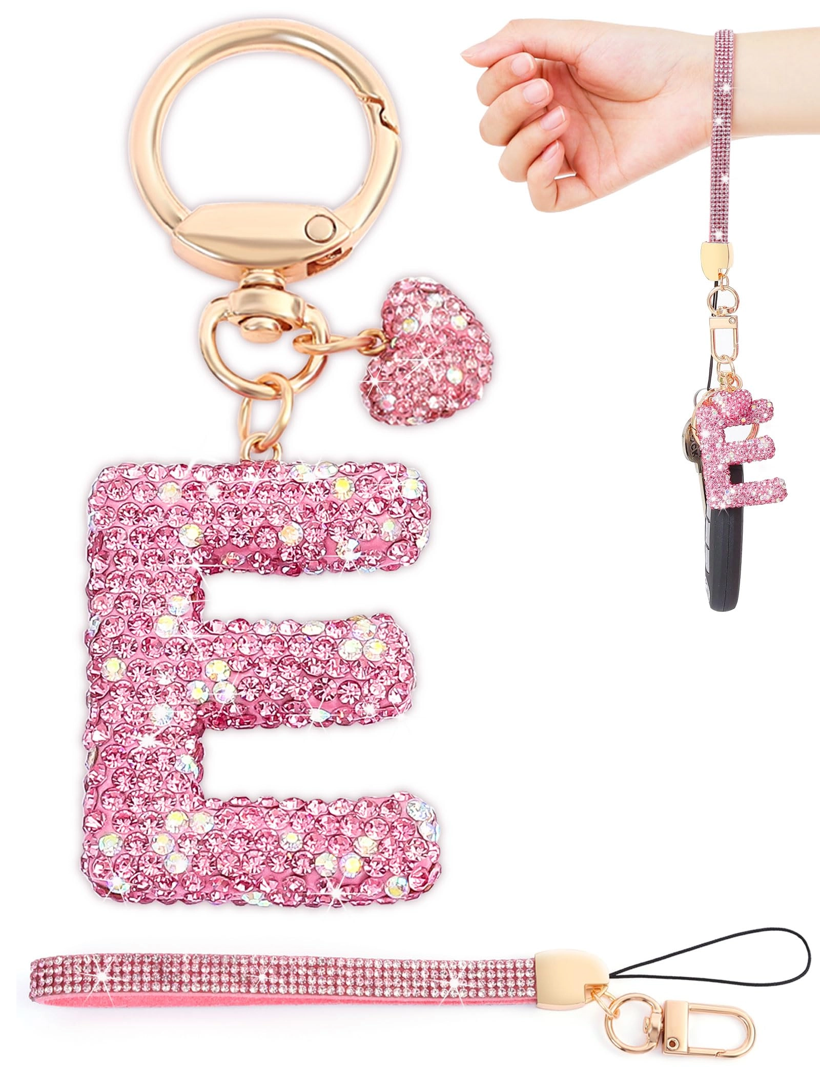 Initial Keychain - L Purple Rhinestone