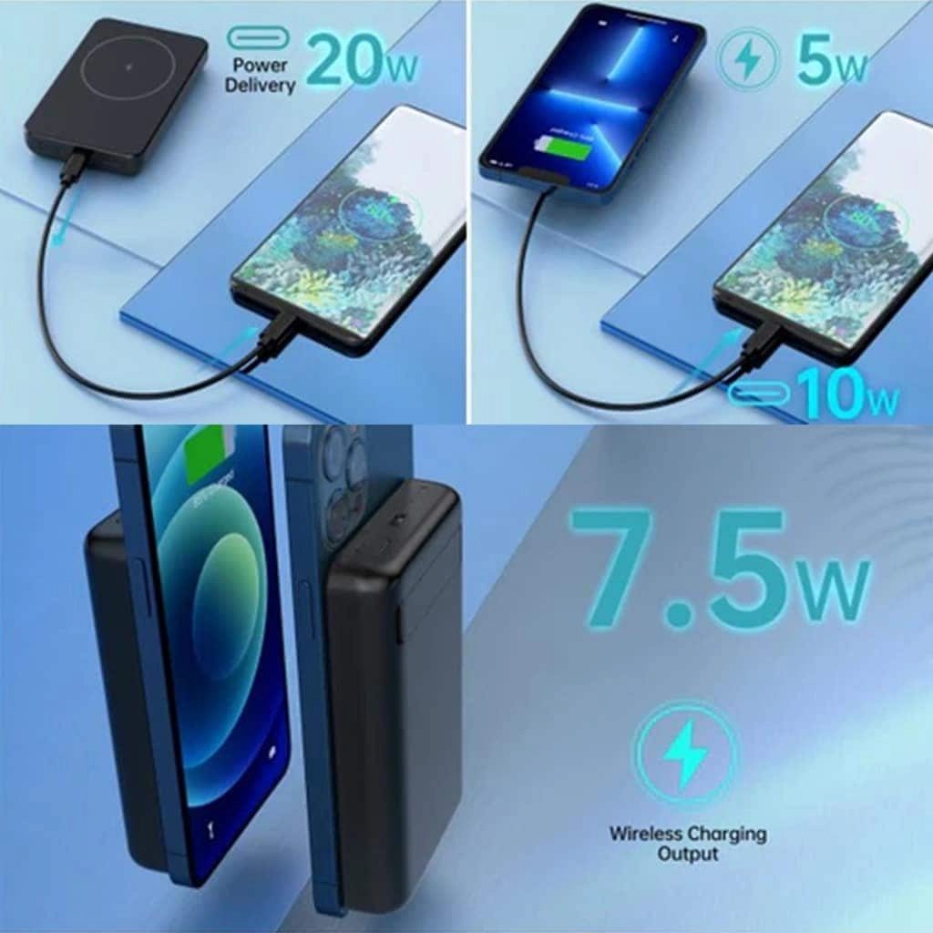 Magnetic Wireless Charger Power Bank - 10000 Watt-hour Wireless Charging