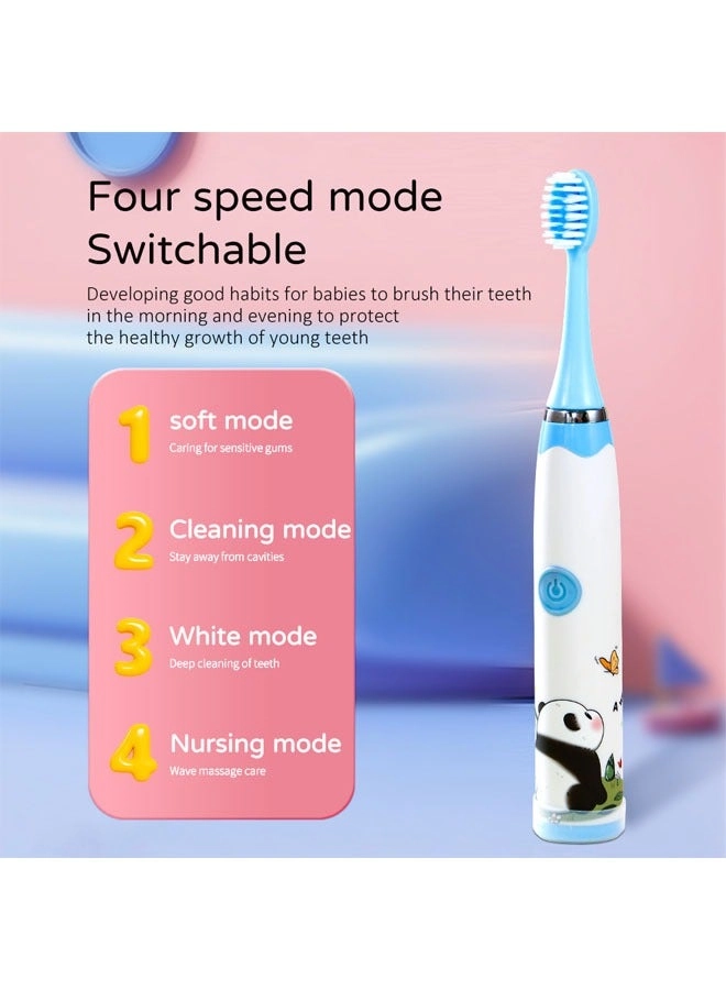 Kids Sonic Electric Toothbrush - USB-C Rechargeable 30s Reminder 4 Brush Heads