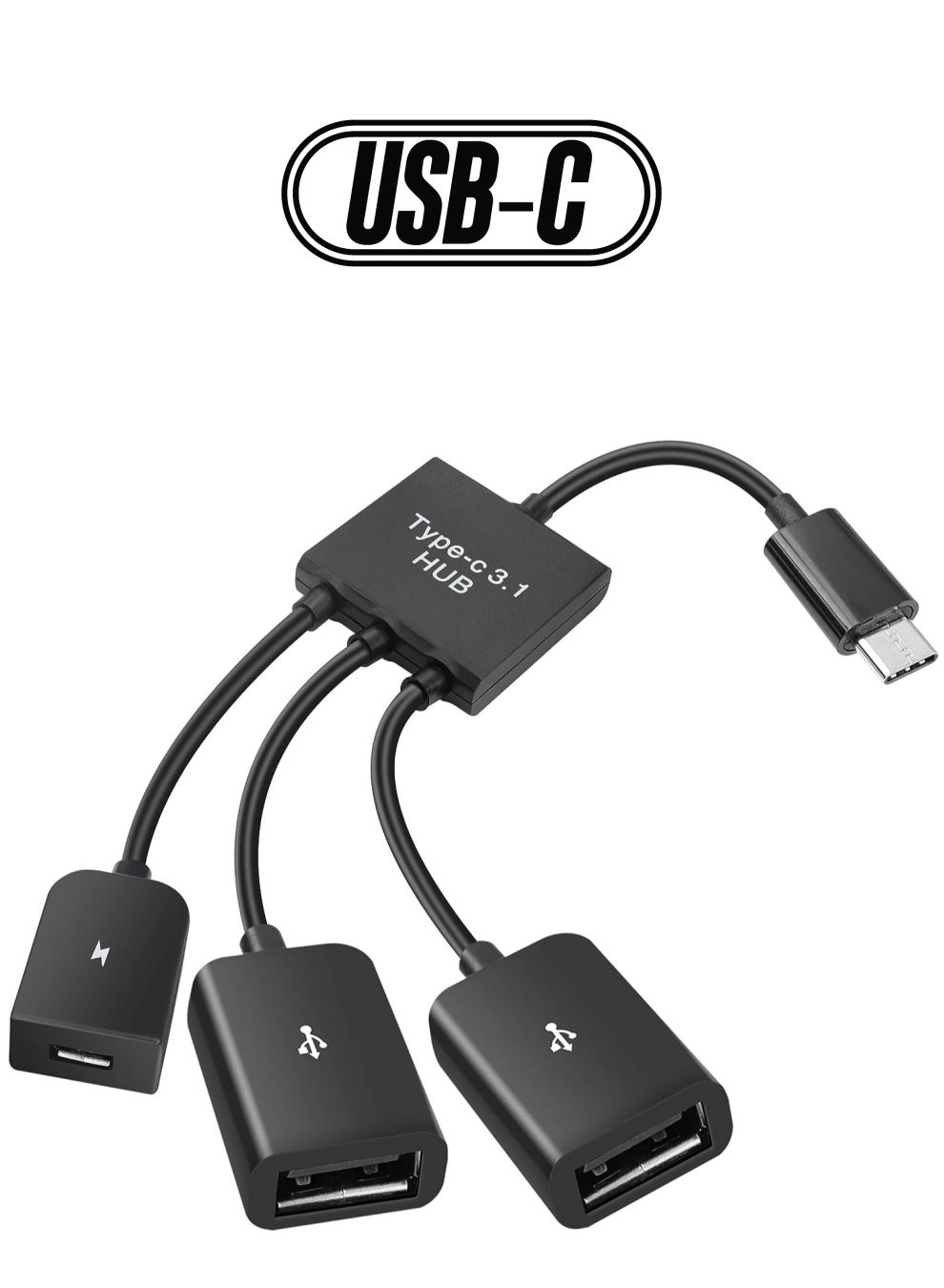 KASTWAVE USB C to Dual USB OTG Adapter - 4 Port Type-C