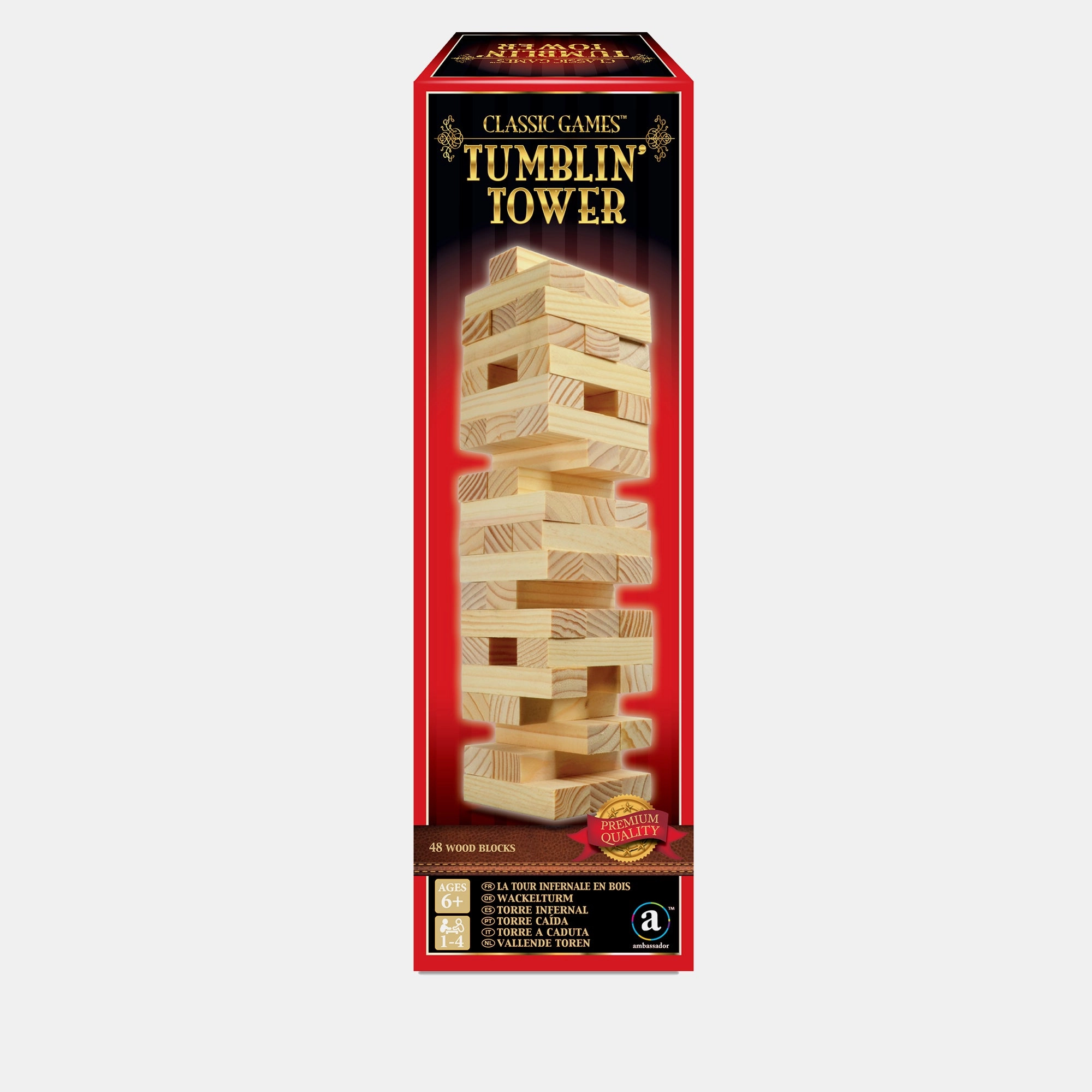 Merchant Ambassador Tumblin’ Tower - 48 large colored wooden blocks wooden die