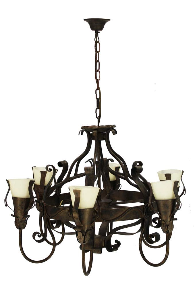 Al Masah Crystal Wagon Wheel Chandelier - 6 Lights Brown