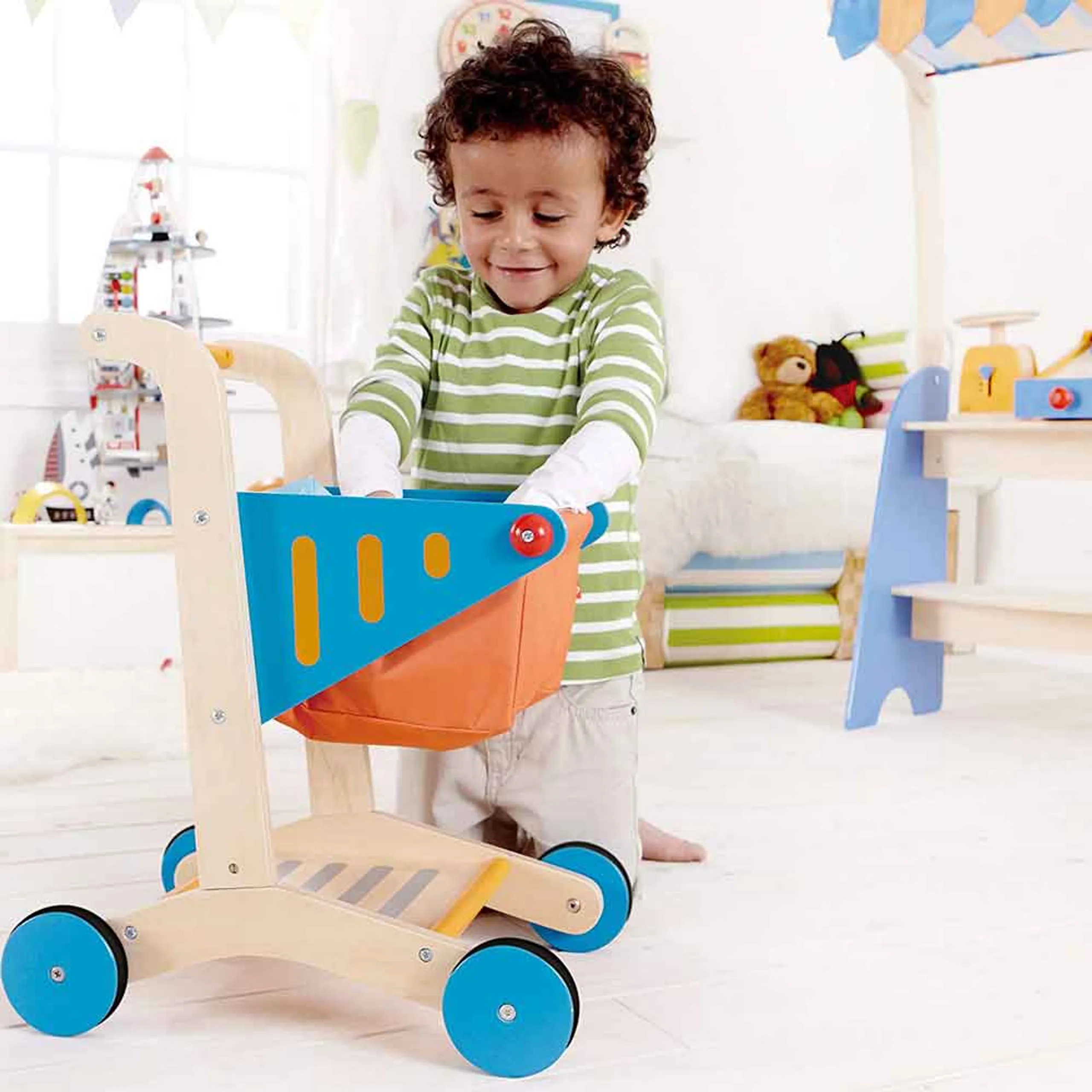 Wooden Shopping Cart Toy - Solid Wood 3 years+