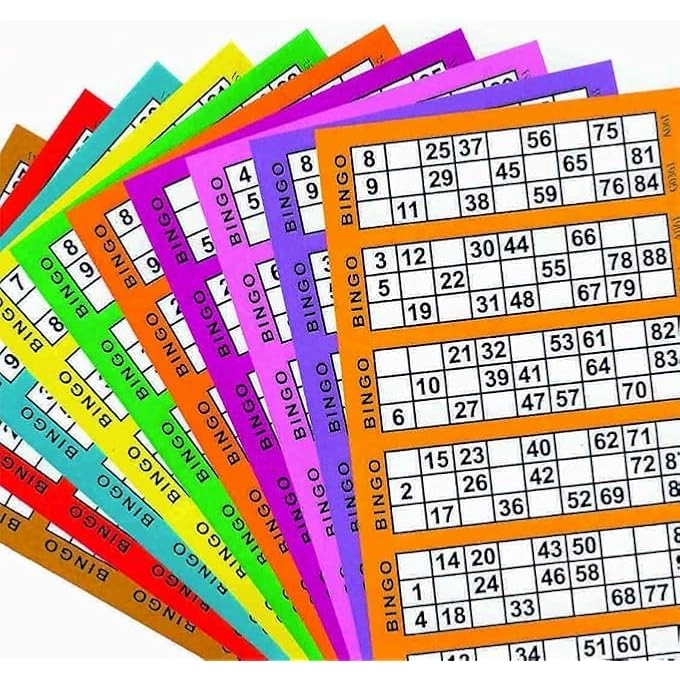 Bingo Cards - 600 Jumbo + Raffle Tickets - 1000 + Fluorescent Prize Tags - 50