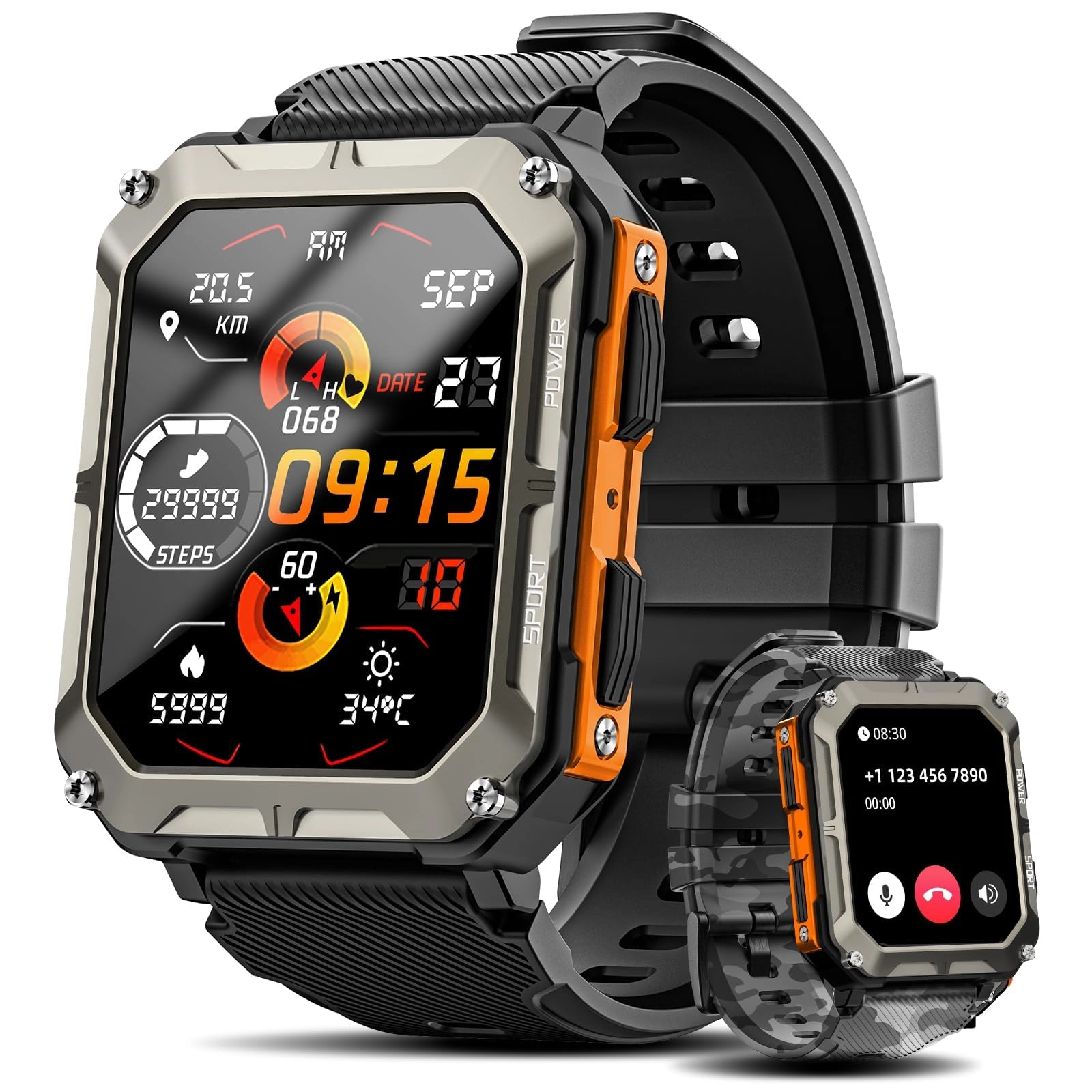 KASTWAVE Military Smart Watch - 128 MB 10 ATM Waterproof