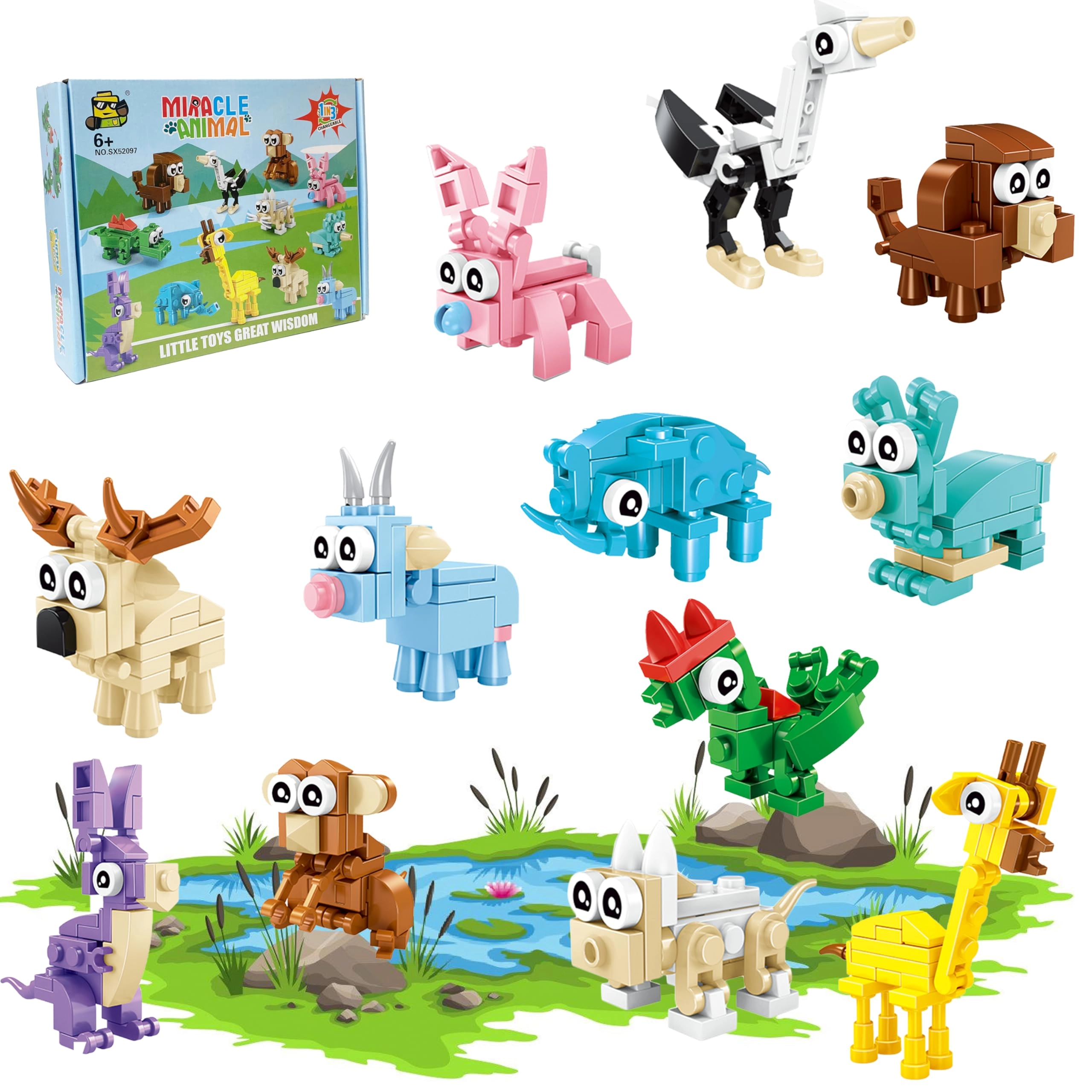 Mini Building Blocks Animals - 12 pcs