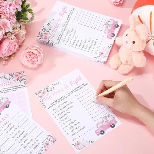 Pink Pumpkin baby shower games - 302 pcs