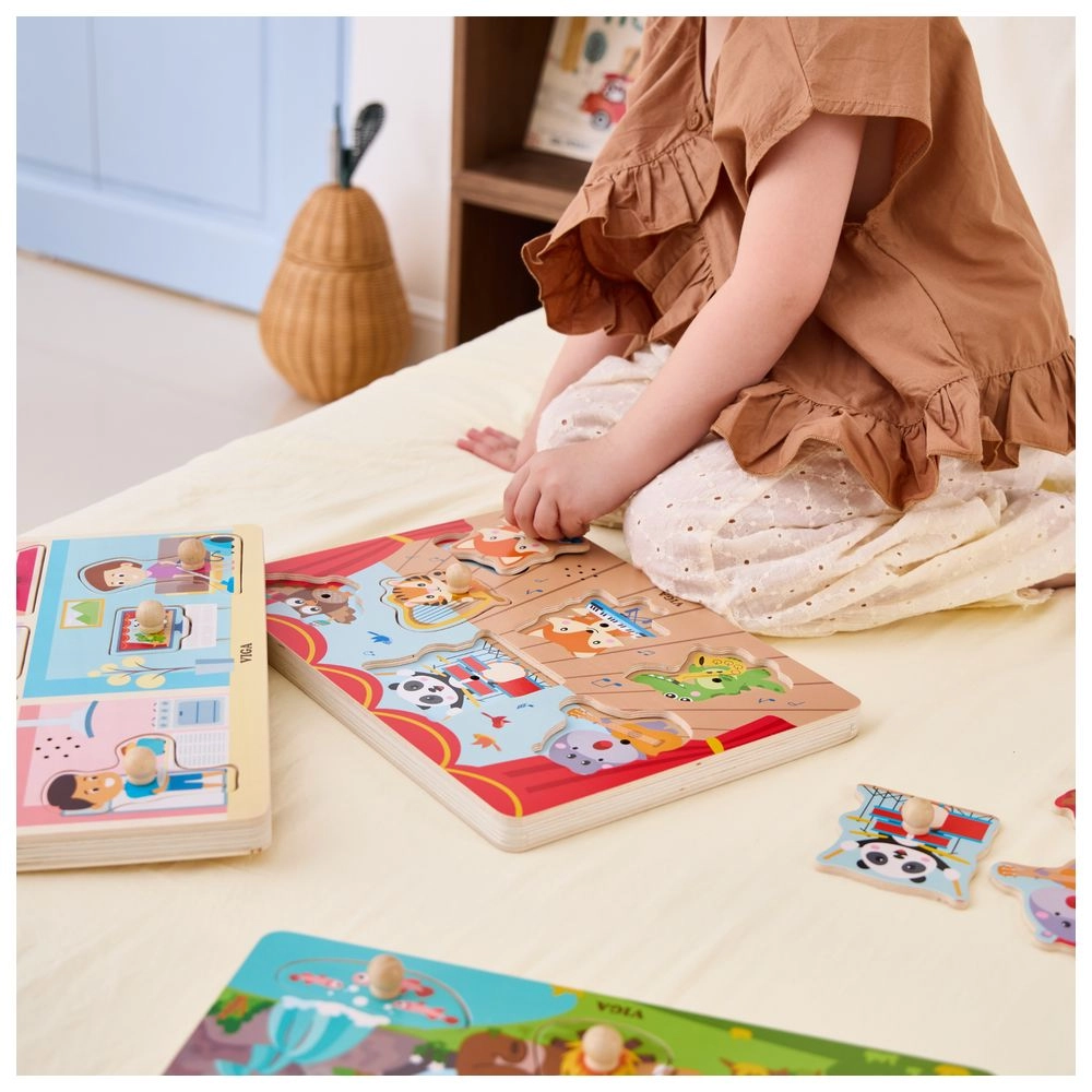 Viga Wild Animals Music Concert Knob Puzzle - 18 months+