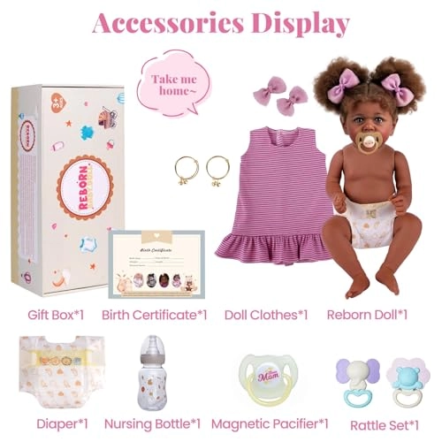 Reborn Baby Doll - 22 Inch Caramel Skin Tone Taupe Eyes Ages 3+