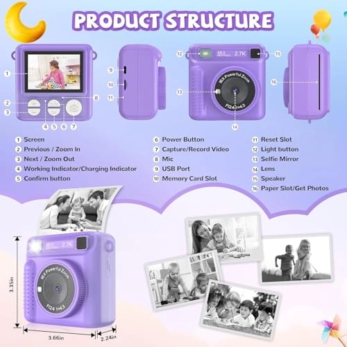 Kids Instant Camera - 1080P 32GB