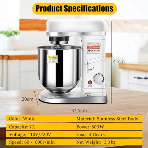 Professional Stand Mixer - 7L 350W/500W/500W