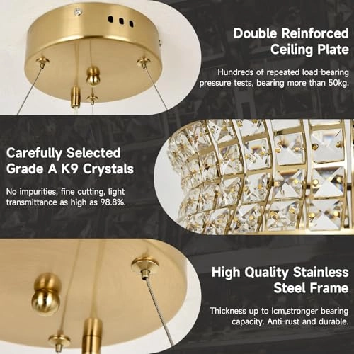 Modern Gold Crystal Chandelier - Warm White