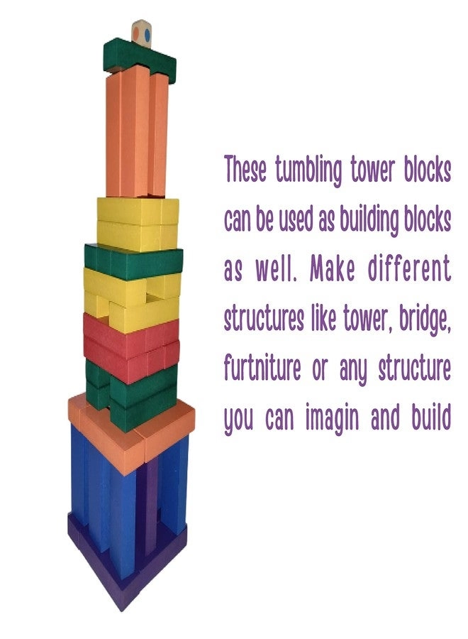 GYANOTOY Wooden Tumbling Tower Game - 48 pieces