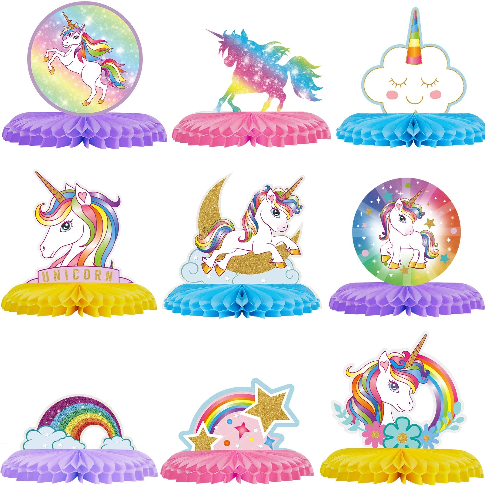 Sumind Honeycomb Centerpieces - 9 Pieces Girls Birthday