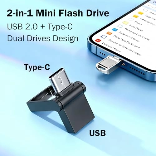 Mini USB Flash Drive - USB C & USB A 16GB Pack