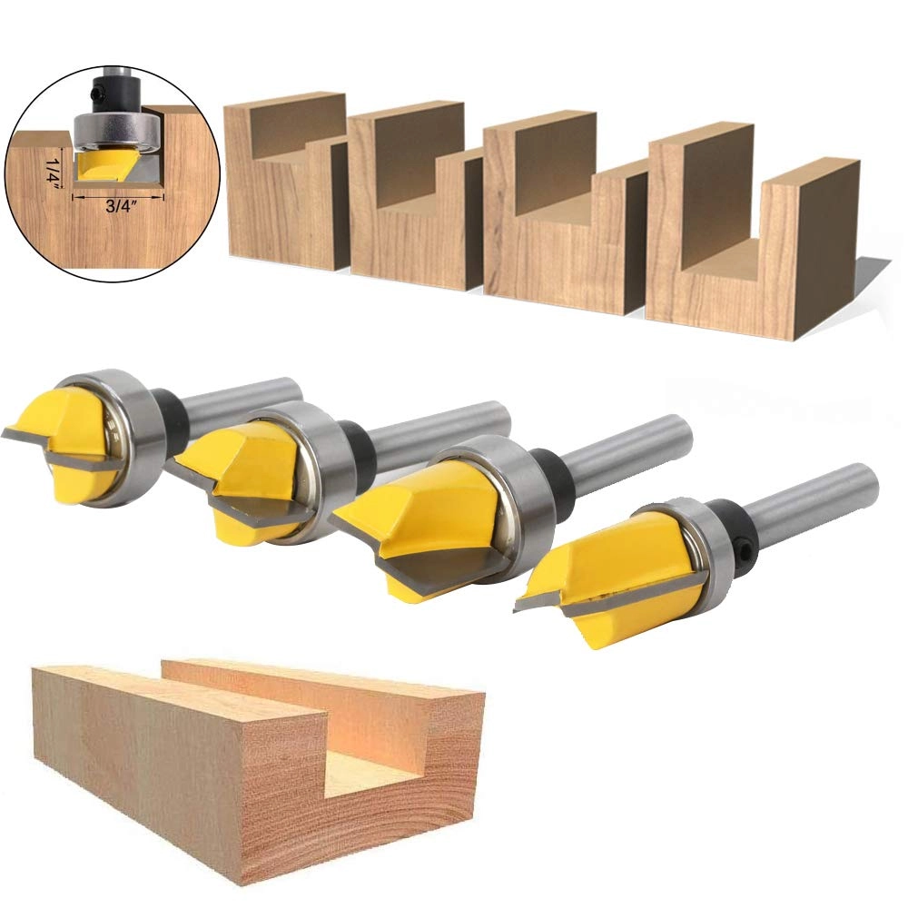 Flush Trim Router Bit - 1/4",5/16",3/8",1/2" 1/4" 4PCS