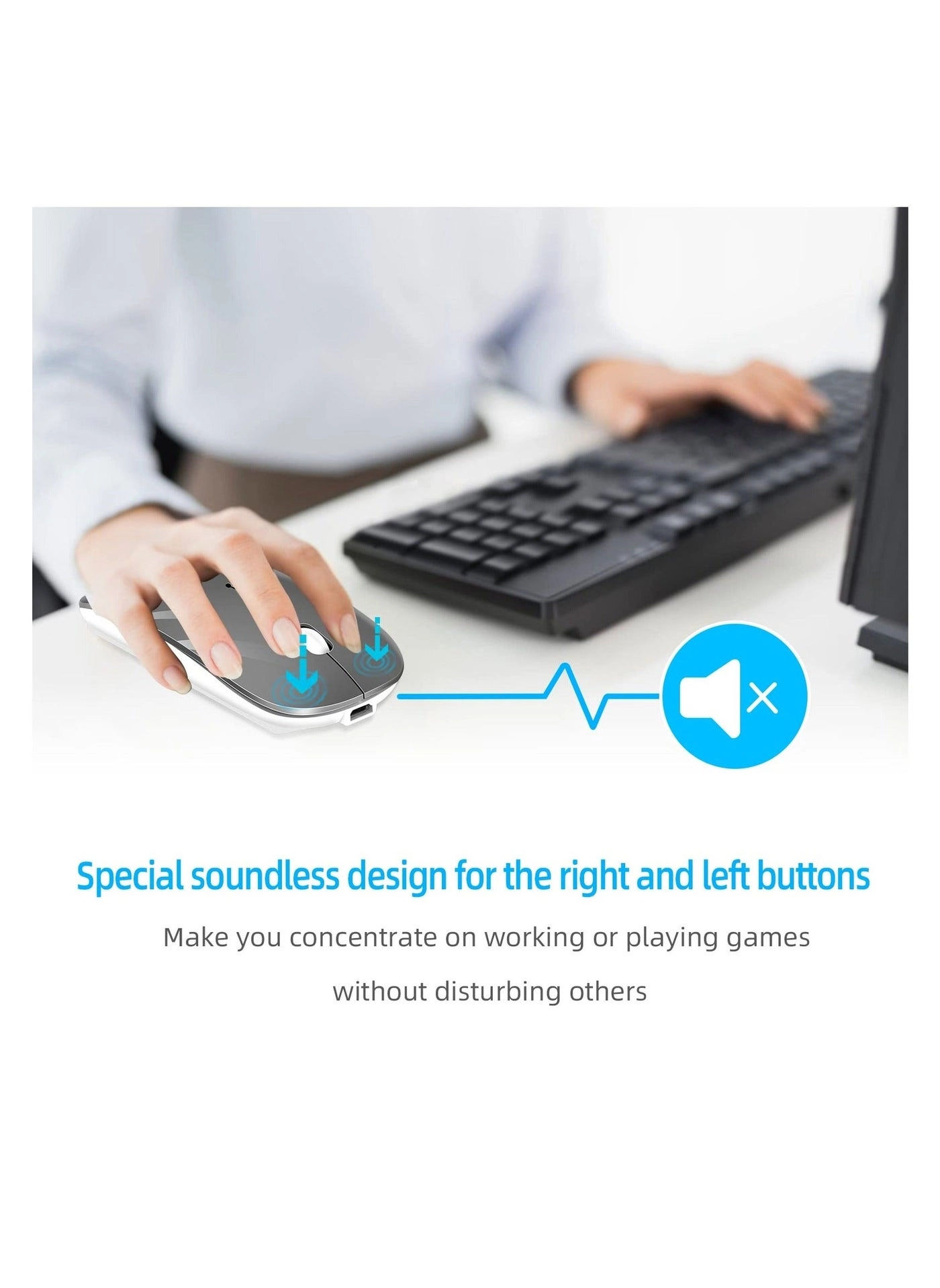 Dual-Mode Silent Cordless Mouse - Wireless