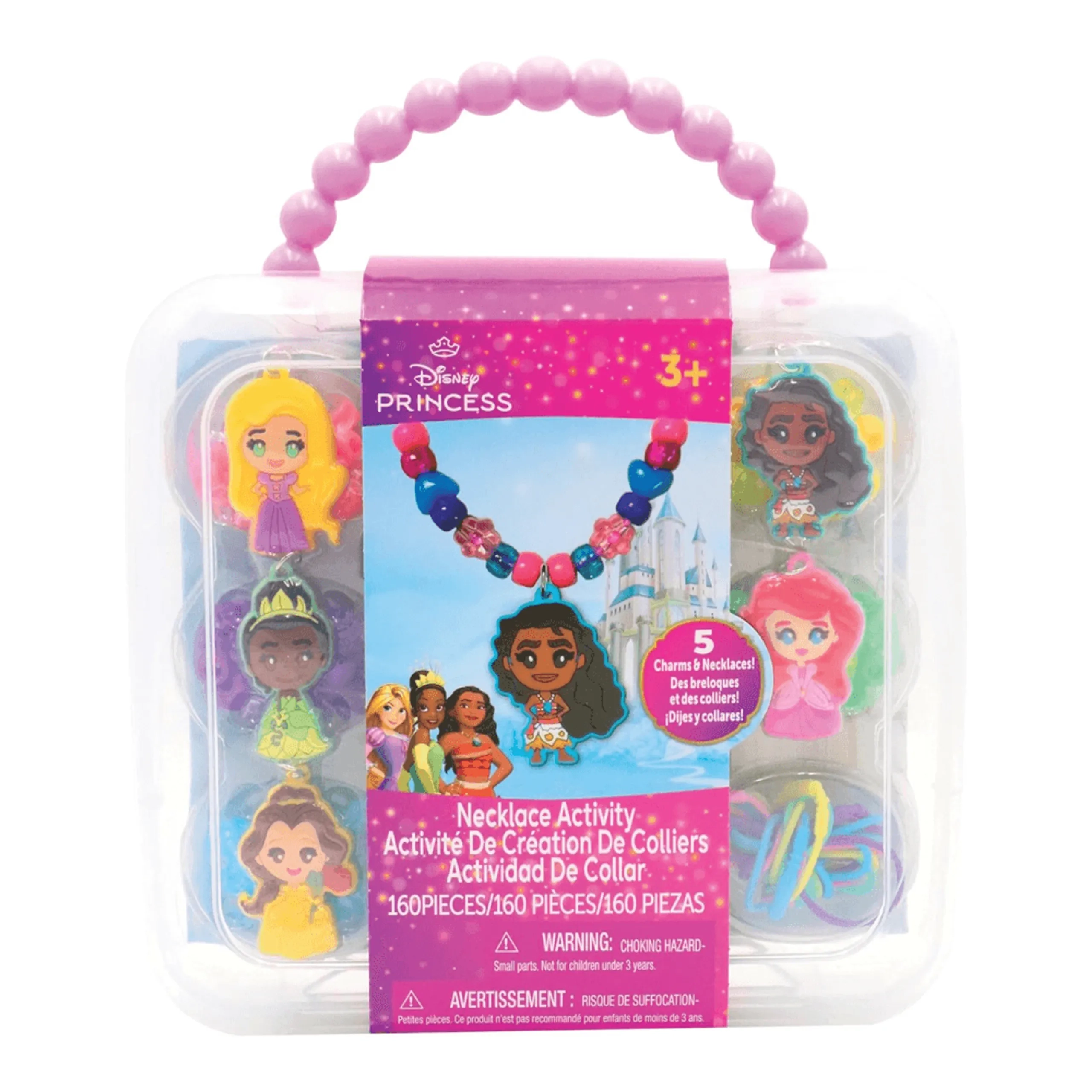 Disney Princess Necklace Activity Case - 5 princess charms 150 colorful beads 5 necklace cords